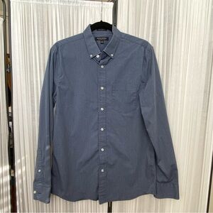 Banana Republic Men's Navy Checkered Button-Down Shirt